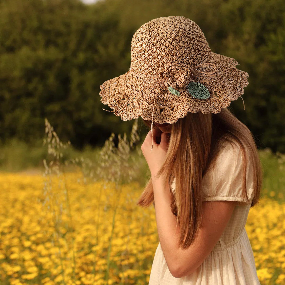 Tayrona Women Summer Sun Raffia Crochet Hat