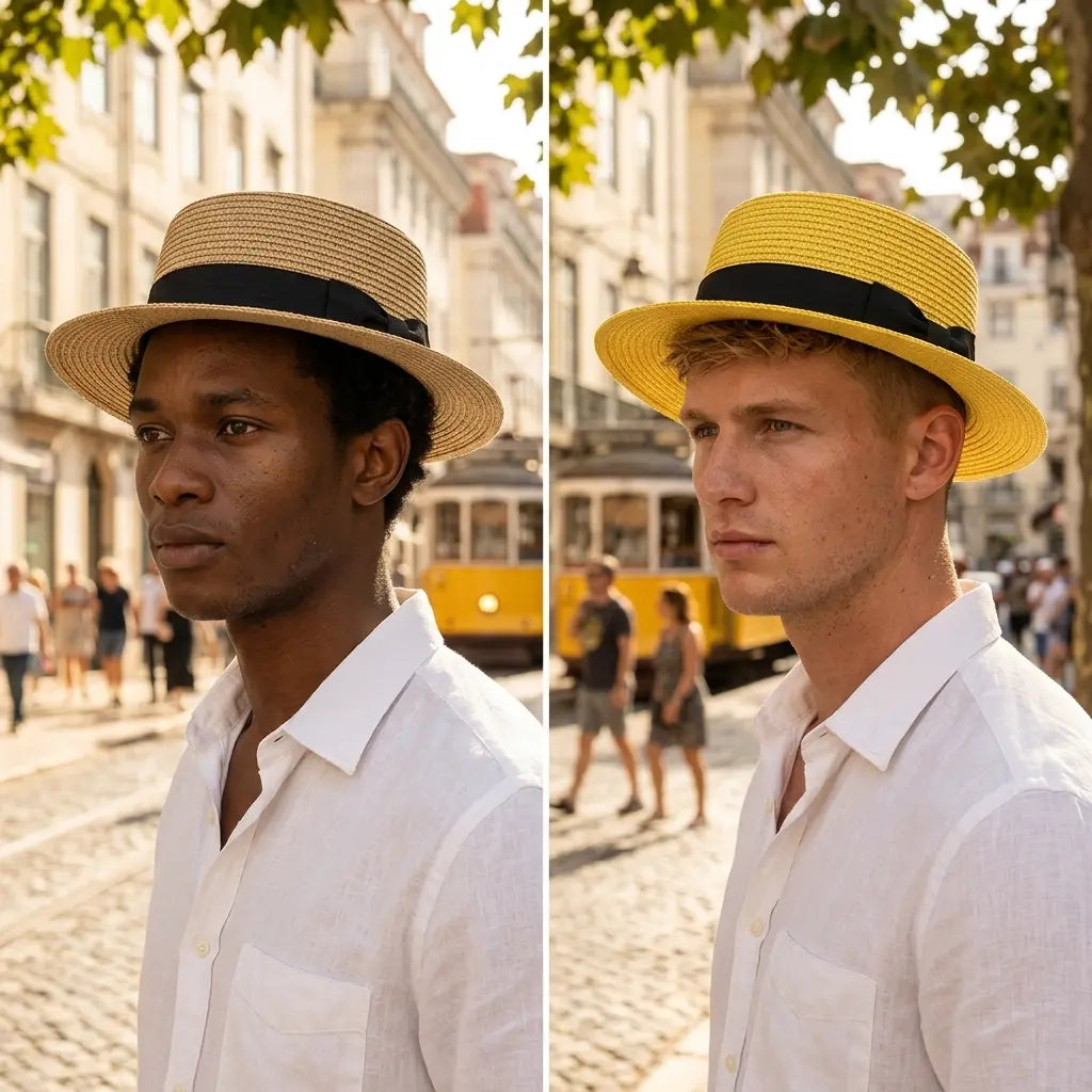 Tetouan Summer Ribbon Straw Boater Hat