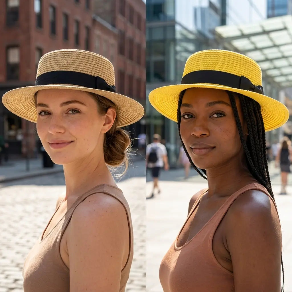 Tetouan Summer Ribbon Straw Boater Hat