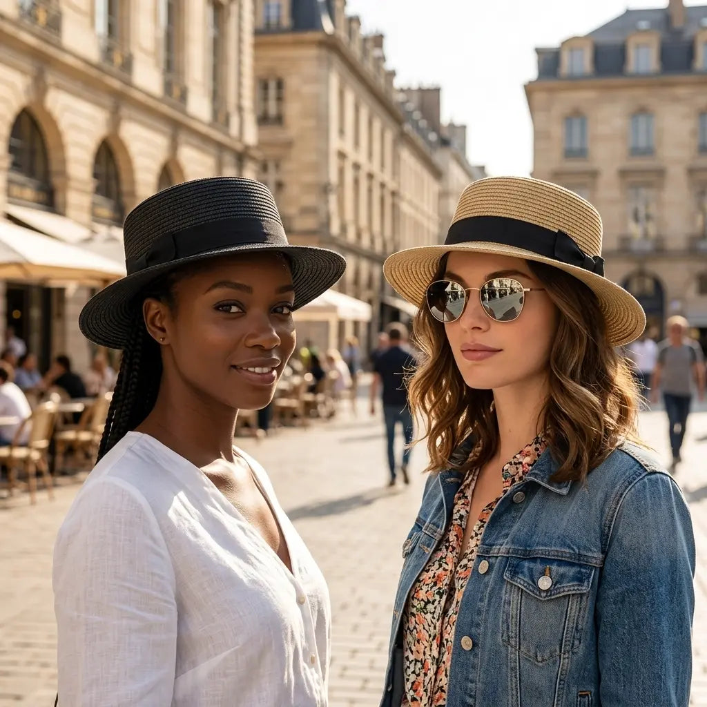 Tetouan Summer Ribbon Straw Boater Hat
