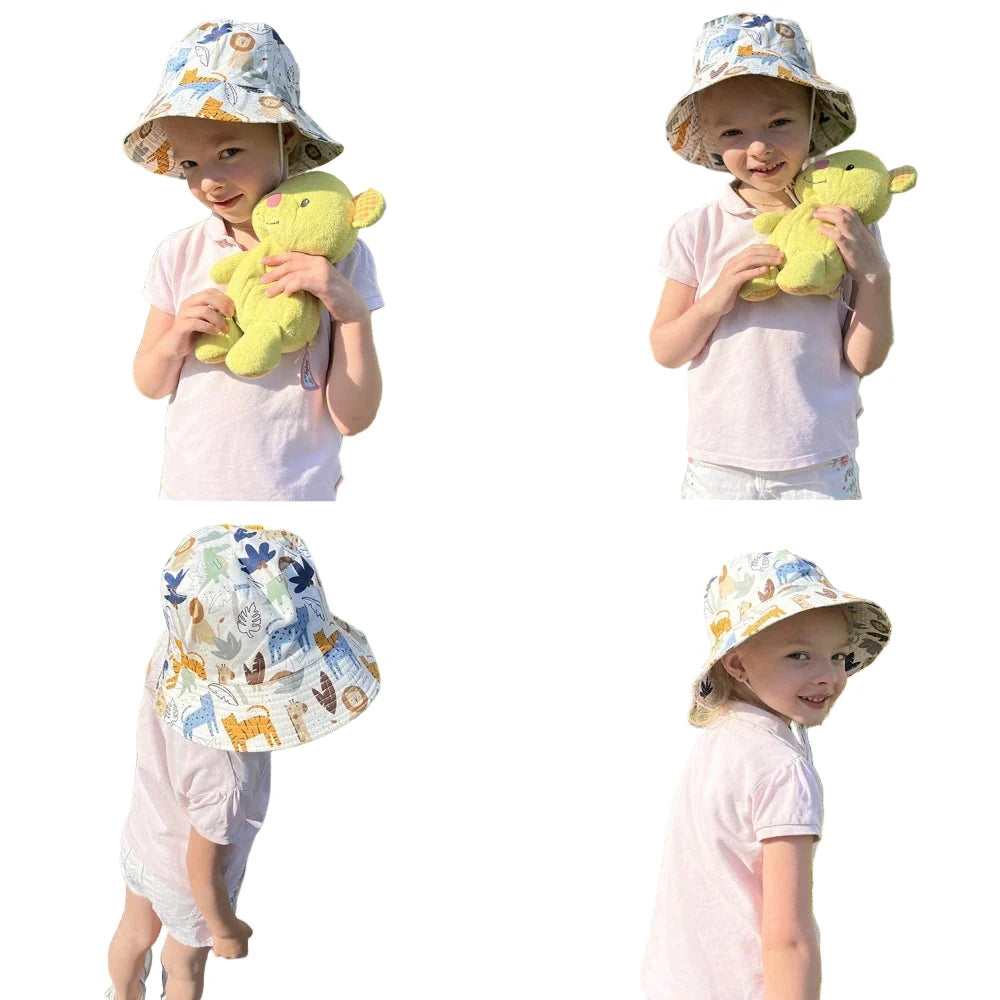 The Jungle Kids Summer White Bucket Hat