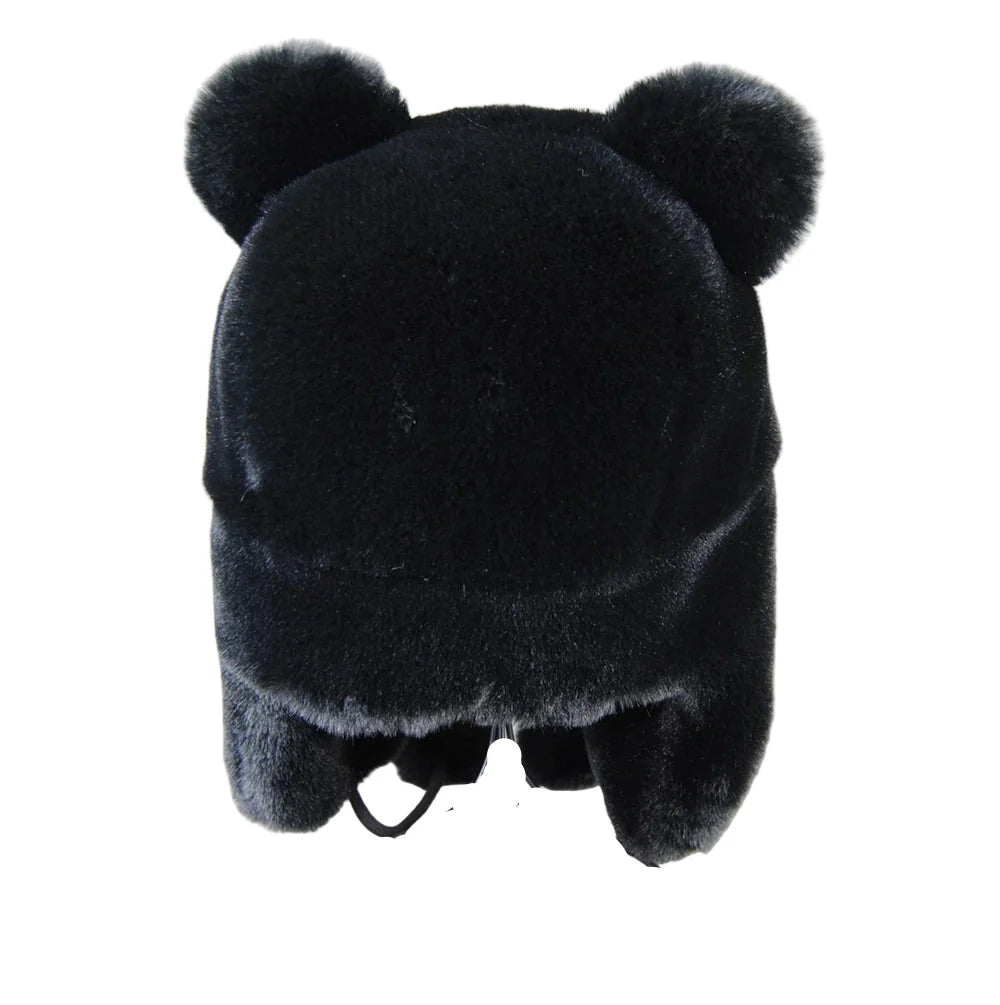 The Panda Bear Winter Fur Bomber Hat