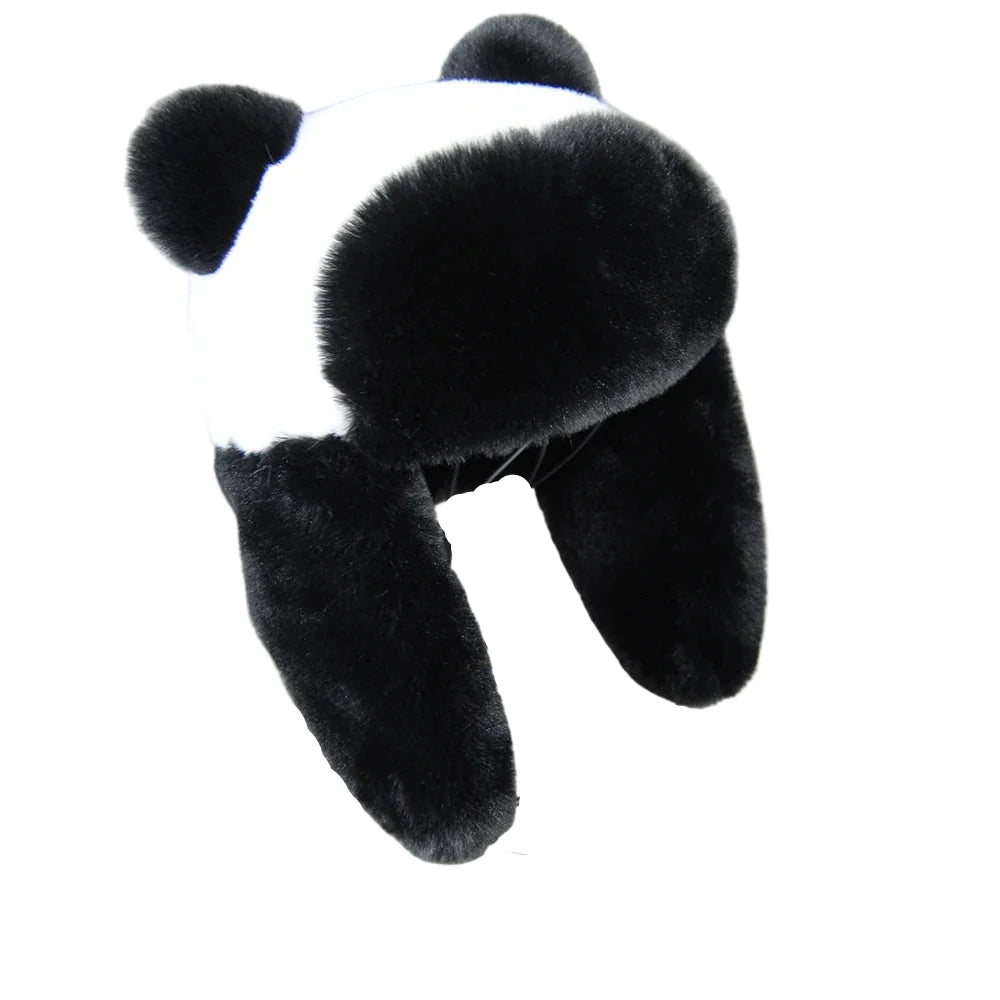The Panda Bear Winter Fur Bomber Hat