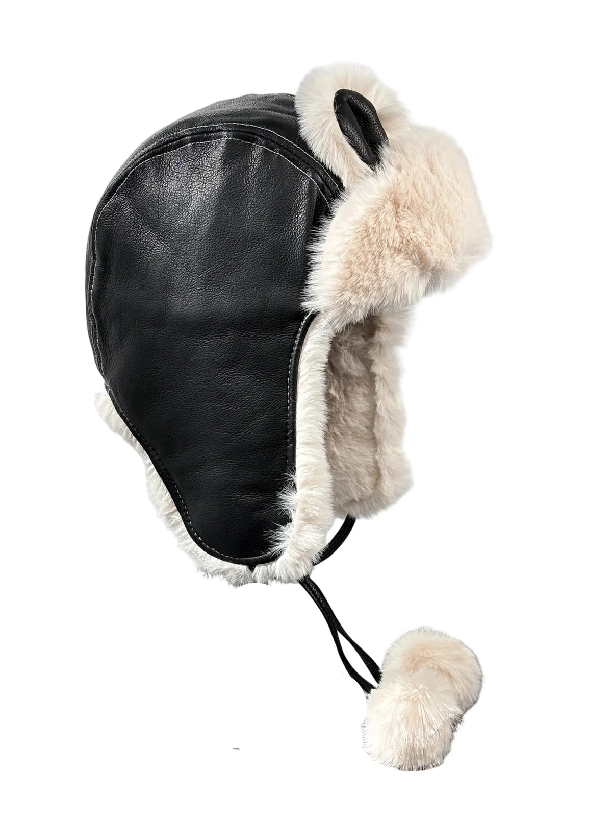 The Ribbon Winter Leather Pom Pom Bomber Hat