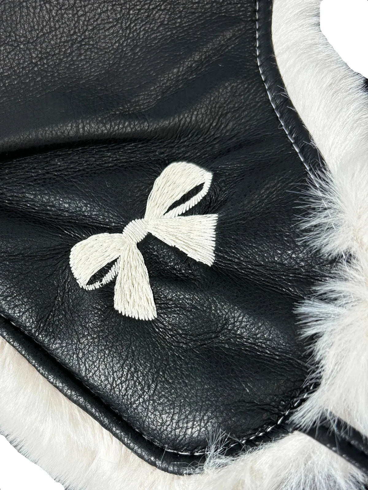 The Ribbon Winter Leather Pom Pom Bomber Hat