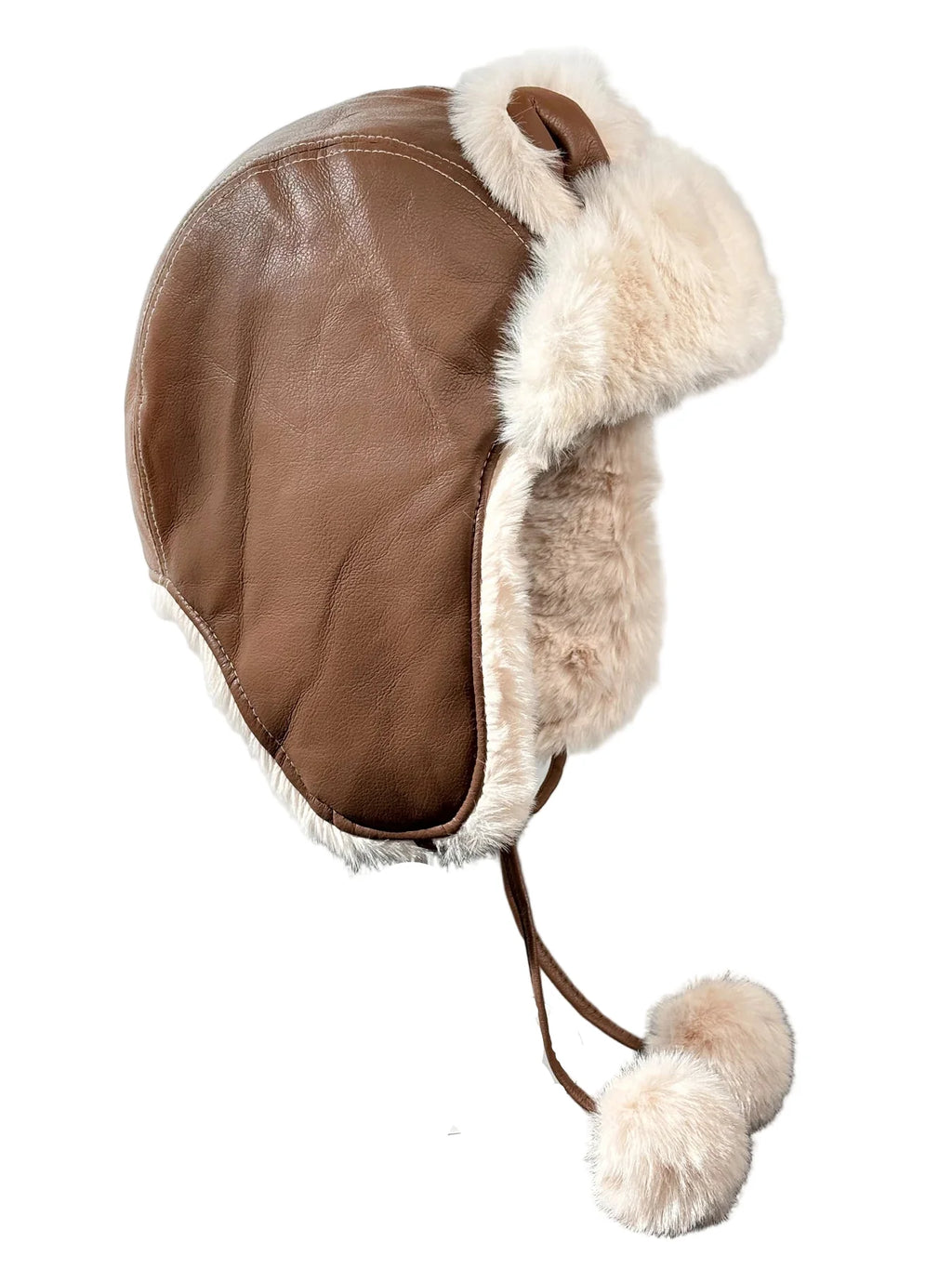 The Ribbon Winter Leather Pom Pom Bomber Hat