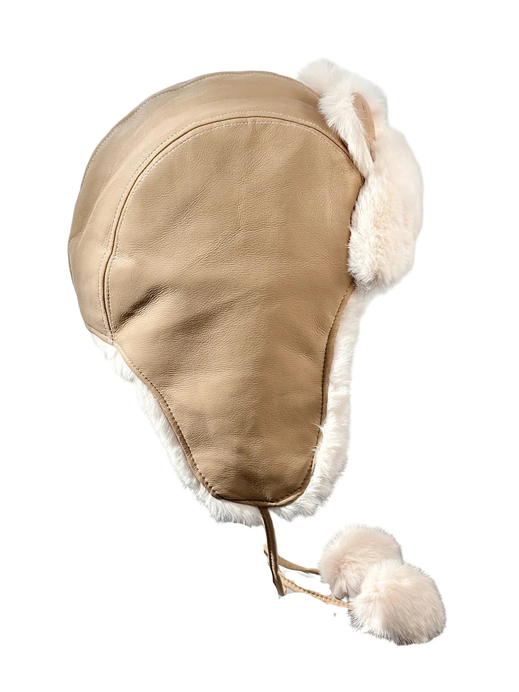 The Ribbon Winter Leather Pom Pom Bomber Hat