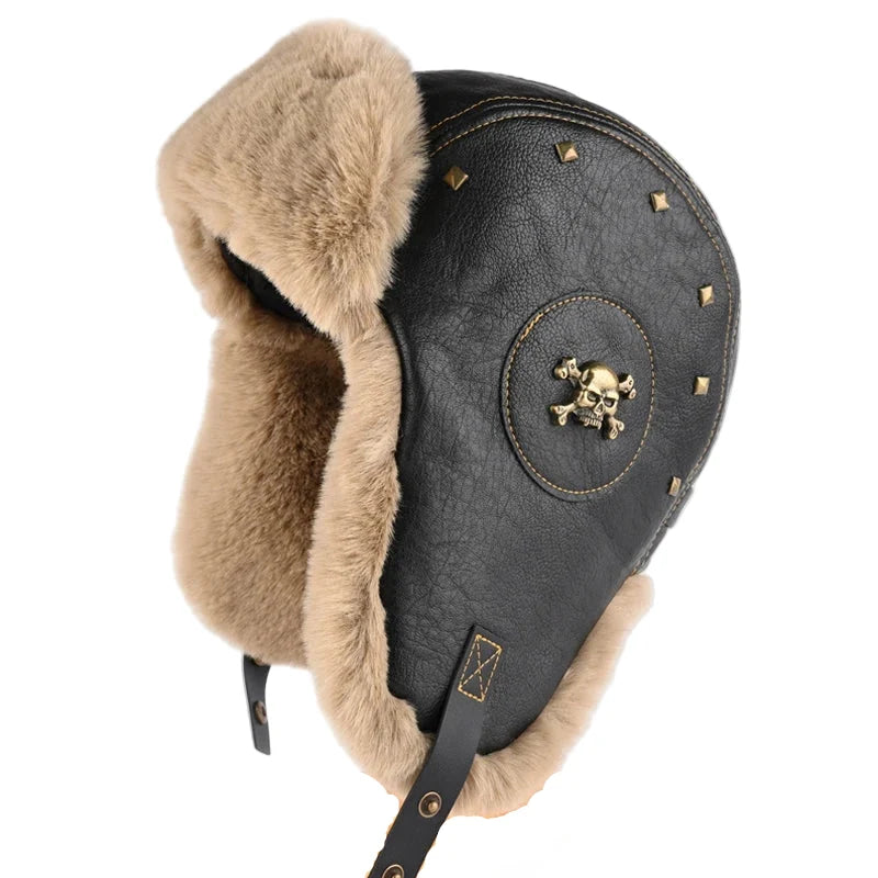 The Winter Death Leather Fur Bomber Hat