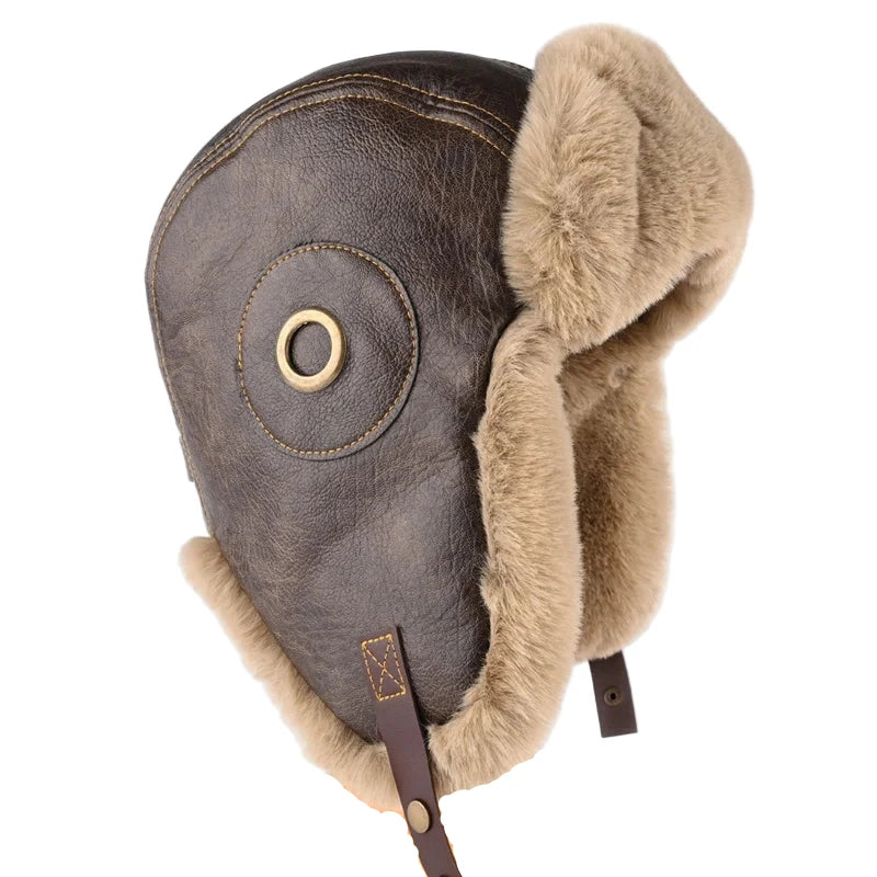The Winter Death Leather Fur Bomber Hat