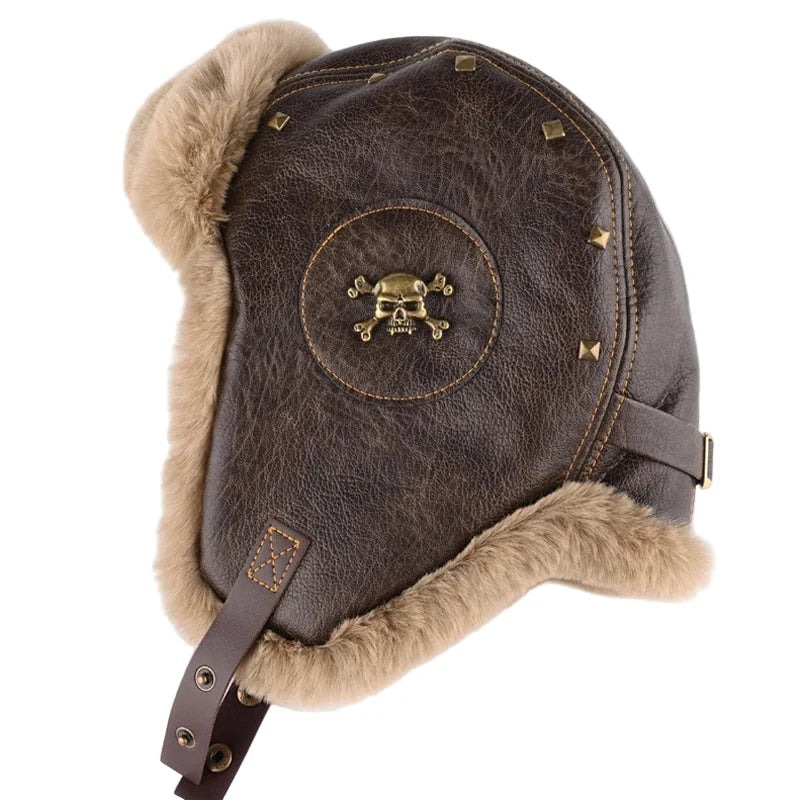 The Winter Death Leather Fur Bomber Hat