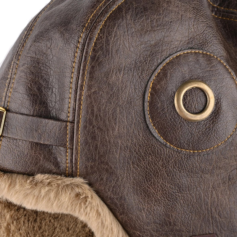 The Winter Death Leather Fur Bomber Hat