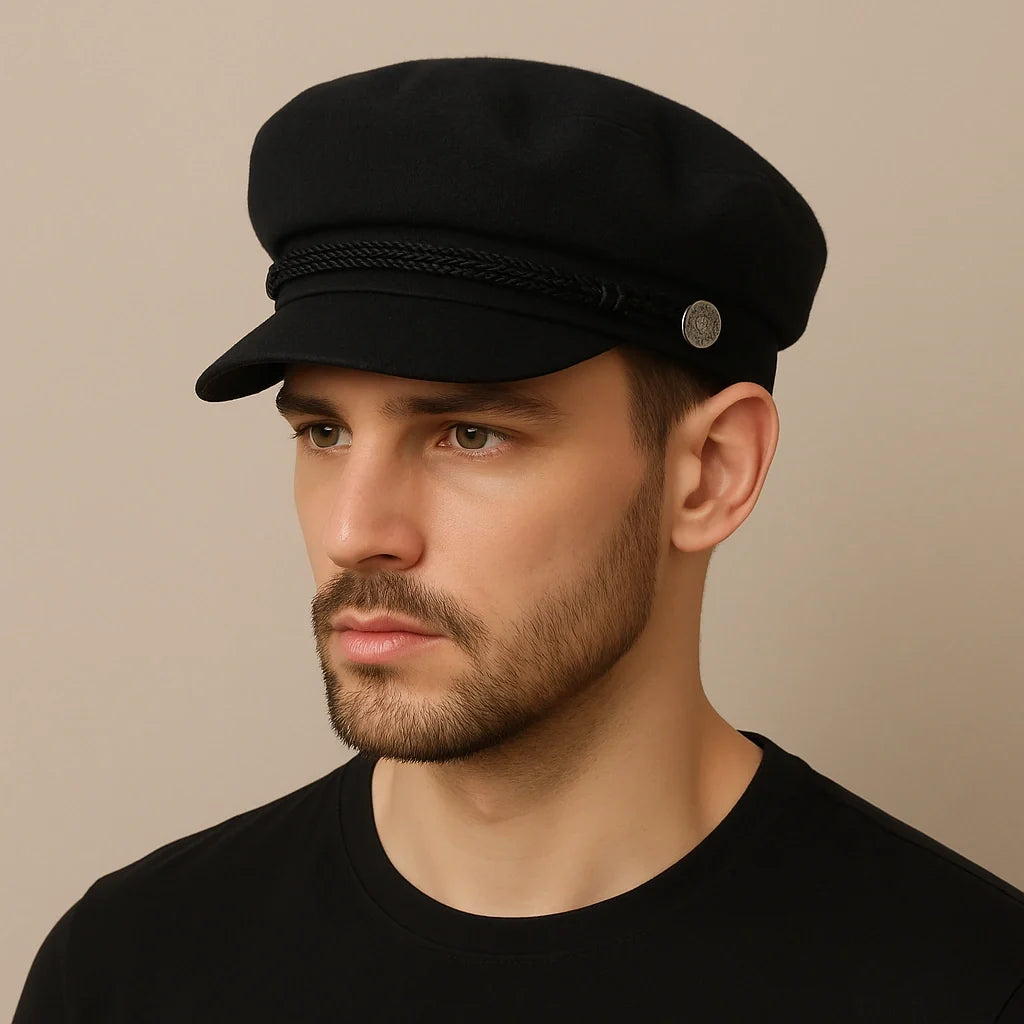 The Crown Black Cotton Sailor Cap