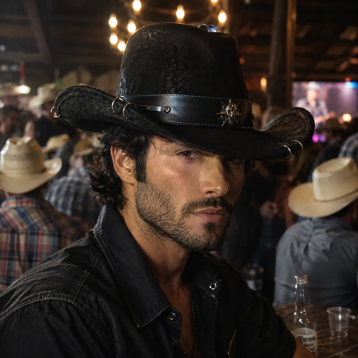 The Midnight Death Leather Cowboy Hat