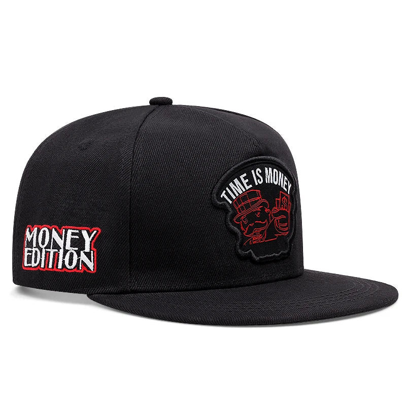 Time Is Money Black Snapback Cap