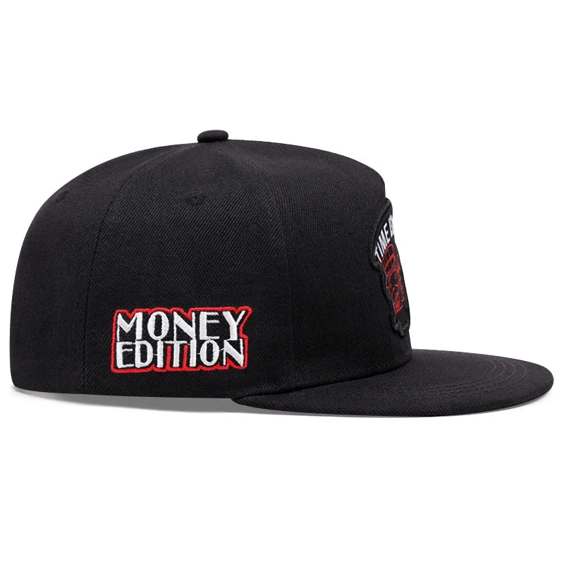 Time Is Money Black Snapback Cap