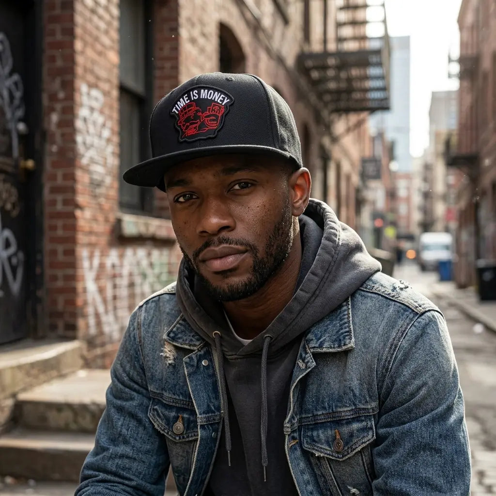 Time Is Money Black Snapback Cap