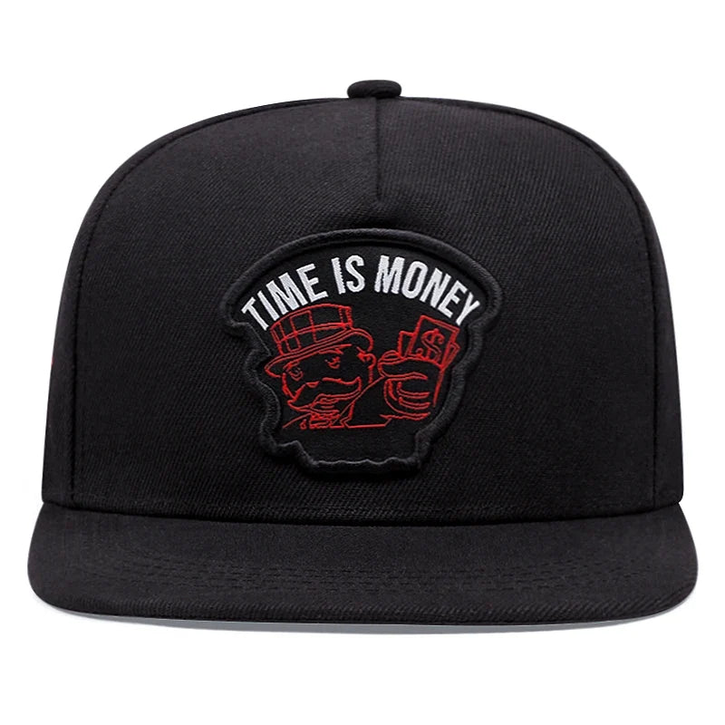 Time Is Money Black Snapback Cap