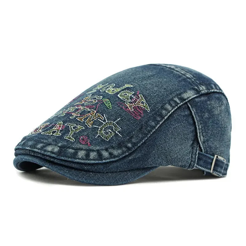 Today is Boring Day Denim Flat Cap