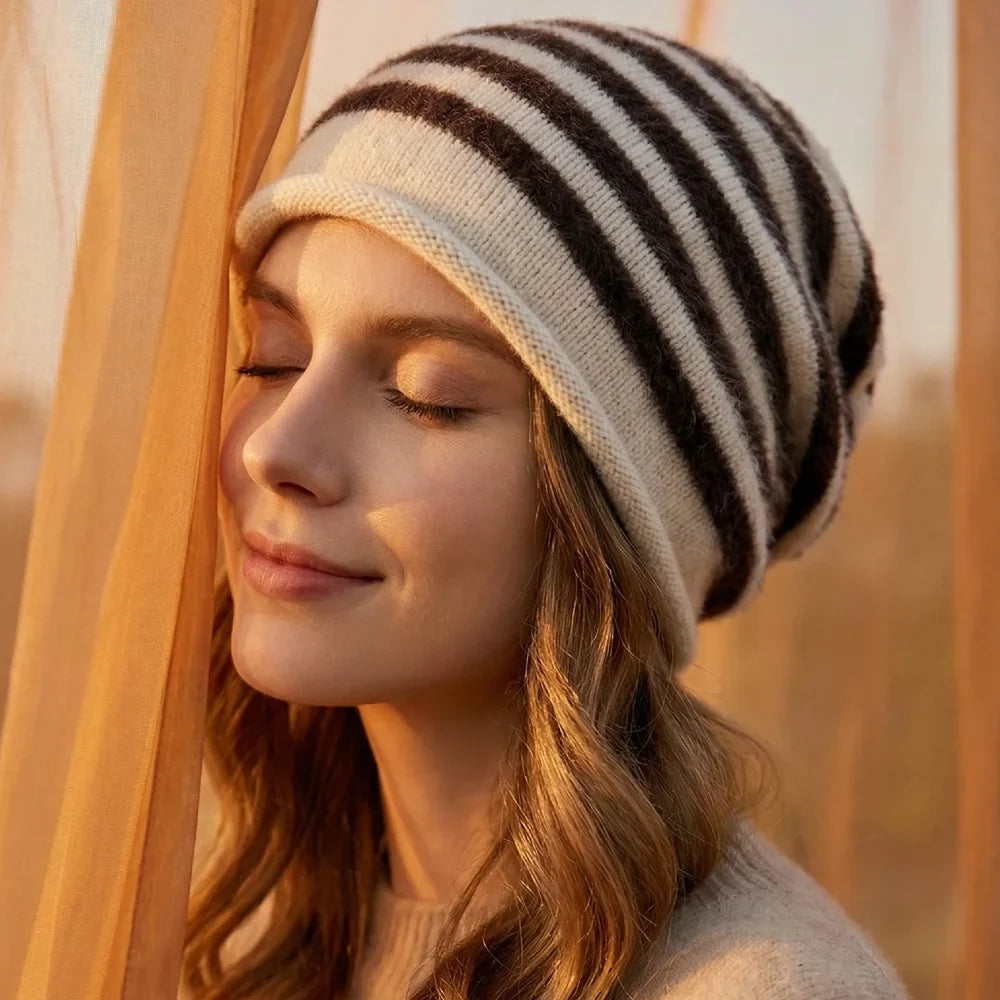 Toronto Winter Striped Fur Beanie