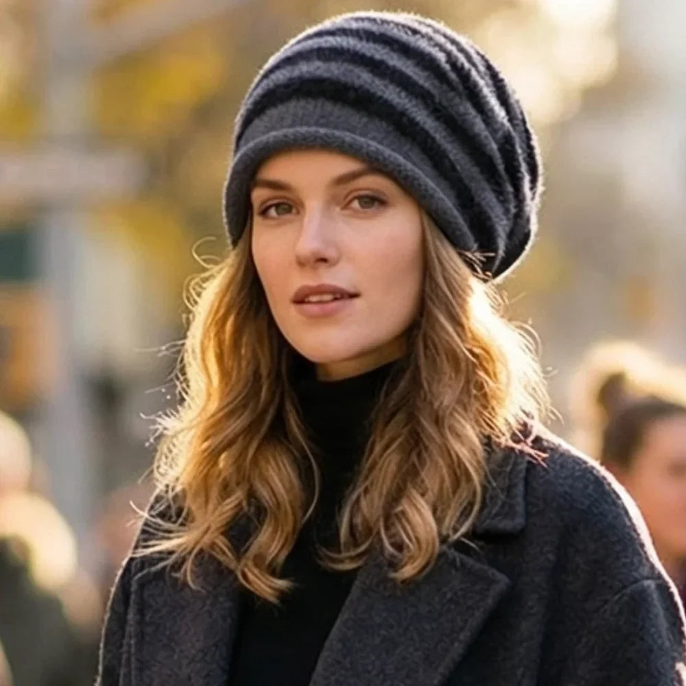 Toronto Winter Striped Fur Beanie