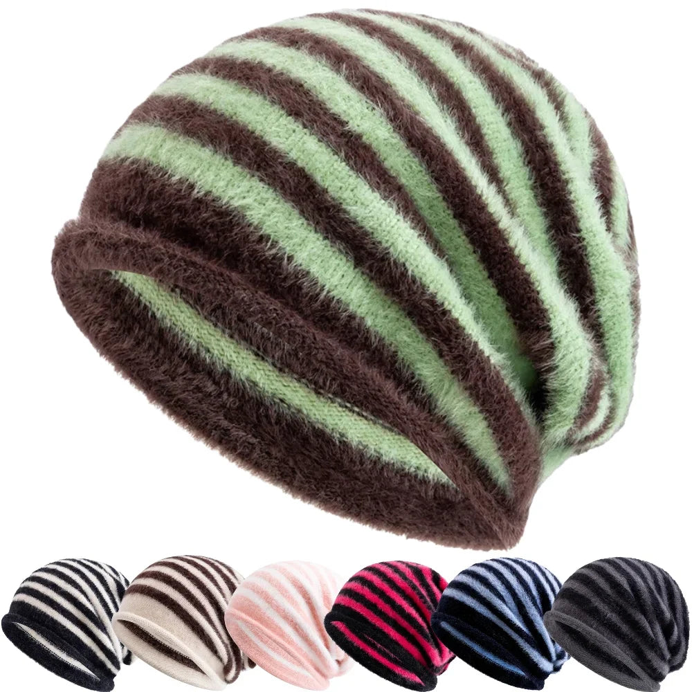 Toronto Winter Striped Fur Beanie
