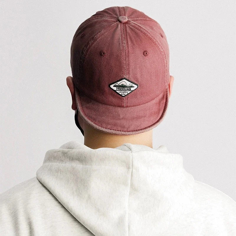 Travelling Washed Cotton Short Brim 6-Panels Baseball Cap