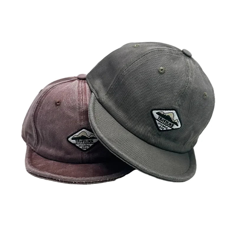 Travelling Washed Cotton Short Brim 6-Panels Baseball Cap