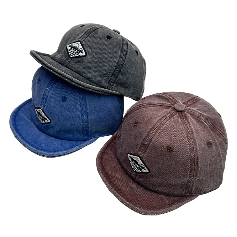 Travelling Washed Cotton Short Brim 6-Panels Baseball Cap