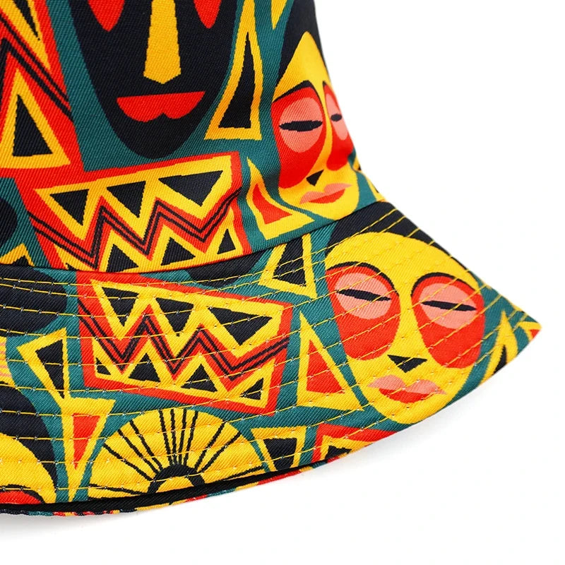 Tribal Masks Reversible Bucket Hat