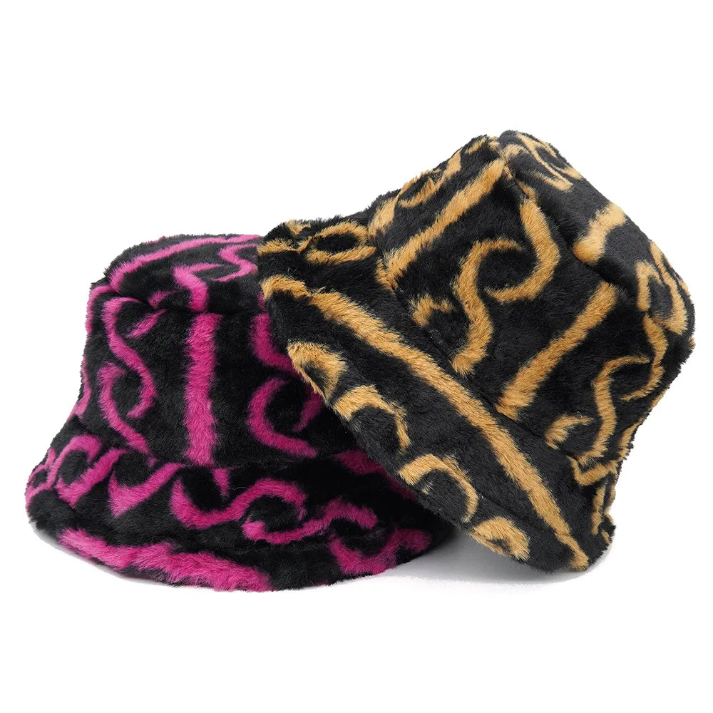 Tribal Symbols Fur Bucket Hat