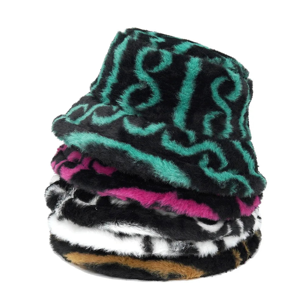 Tribal Symbols Fur Bucket Hat