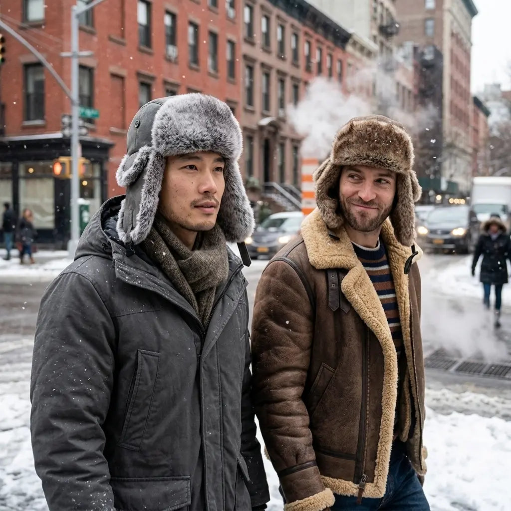 Twin Cities Leather Fur Ushanka Bomber Hat