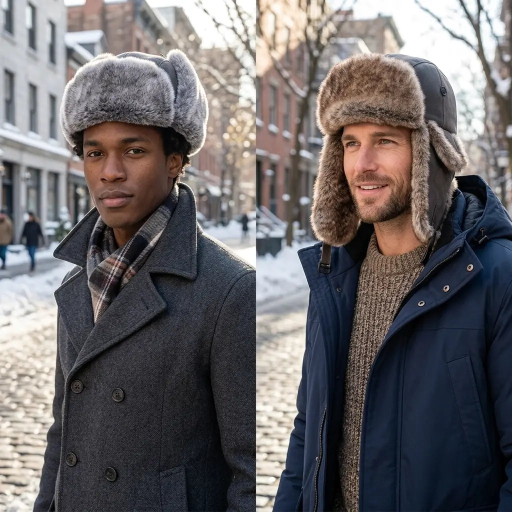 Twin Cities Leather Fur Ushanka Bomber Hat