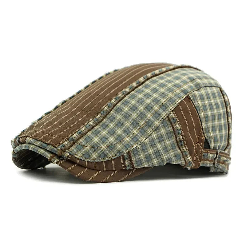 Twin Cities Tartan Striped Cotton Flat Cap