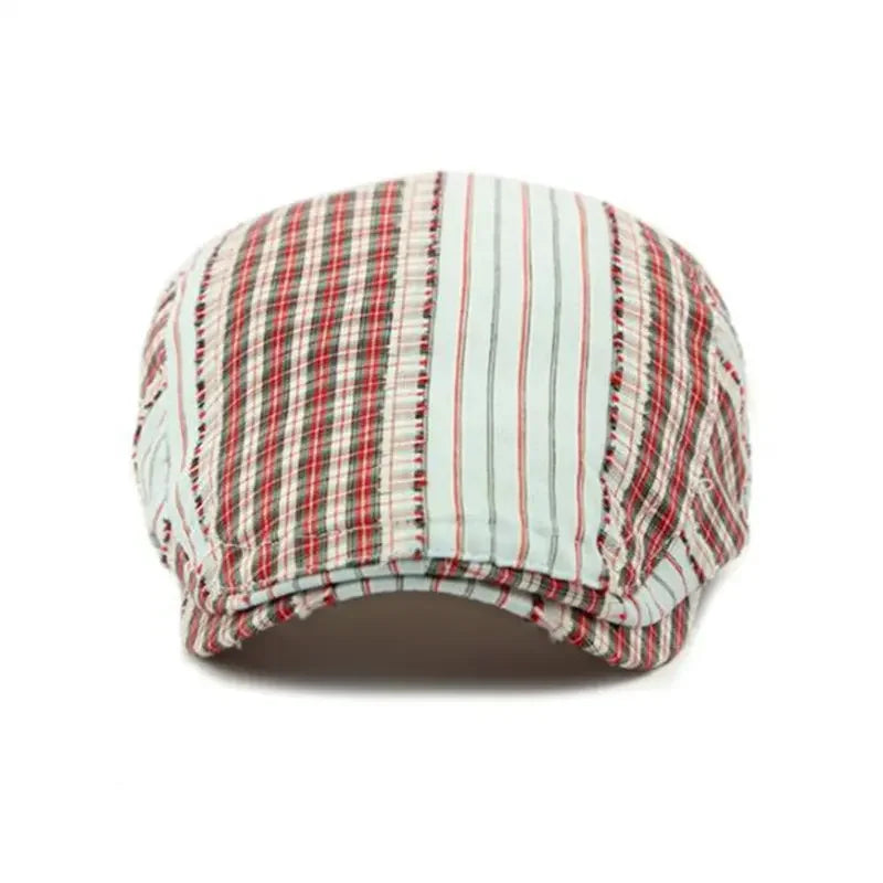Twin Cities Tartan Striped Cotton Flat Cap