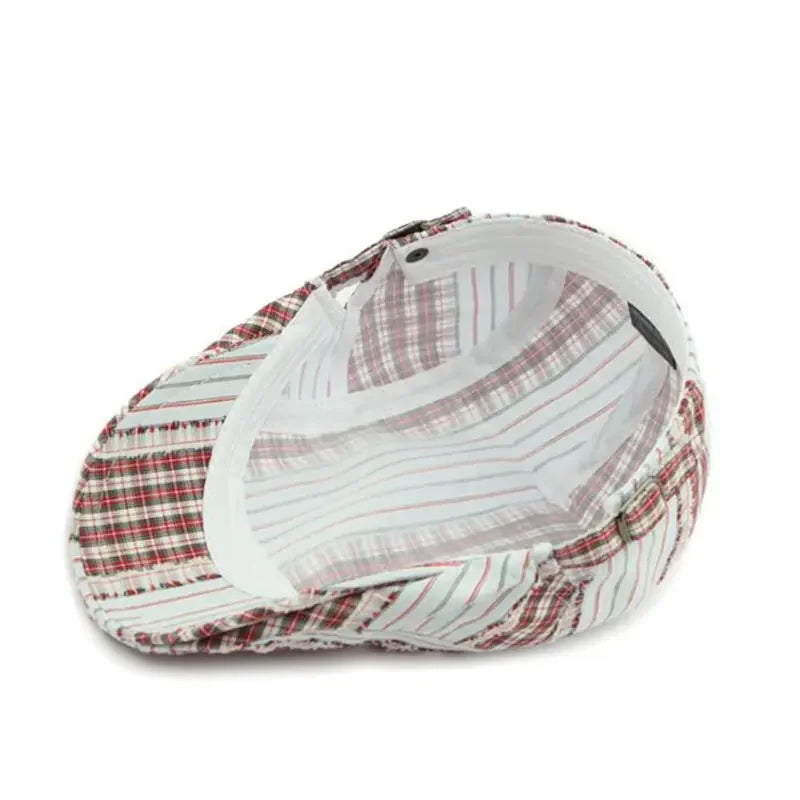 Twin Cities Tartan Striped Cotton Flat Cap