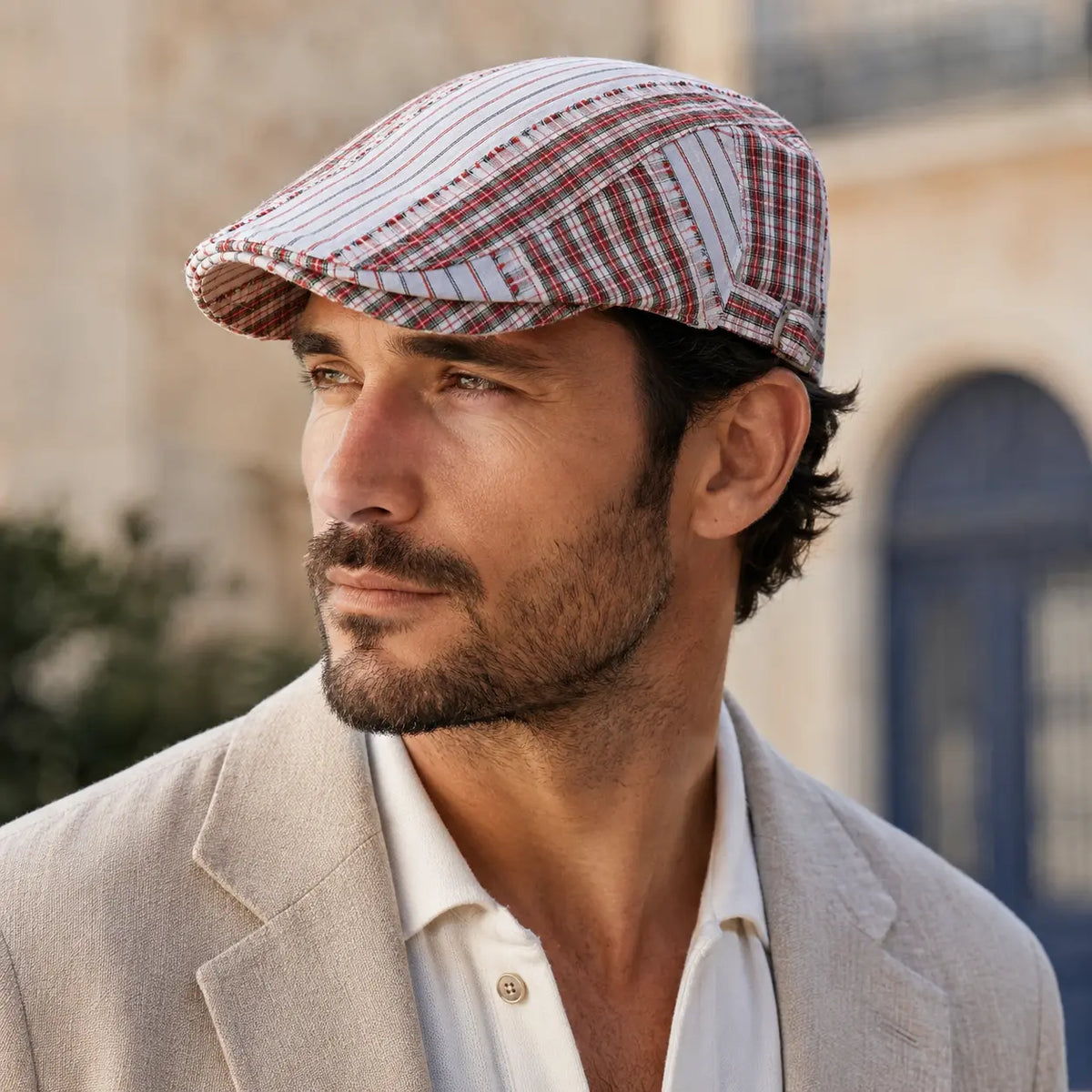 Twin Cities Tartan Striped Cotton Flat Cap