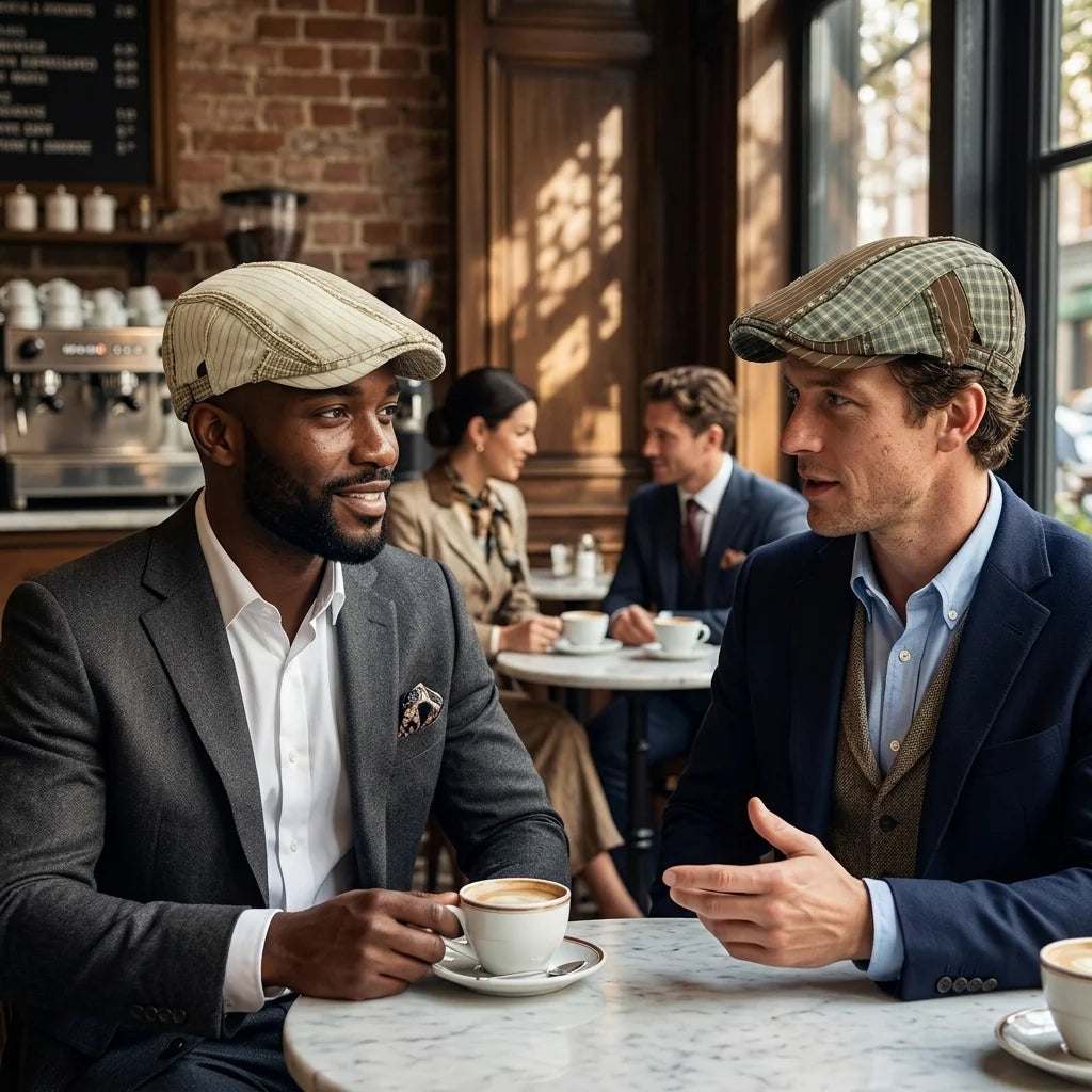 Twin Cities Tartan Striped Cotton Flat Cap