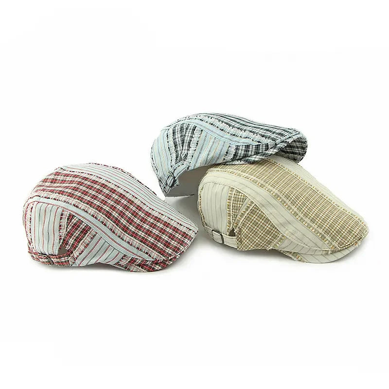 Twin Cities Tartan Striped Cotton Flat Cap