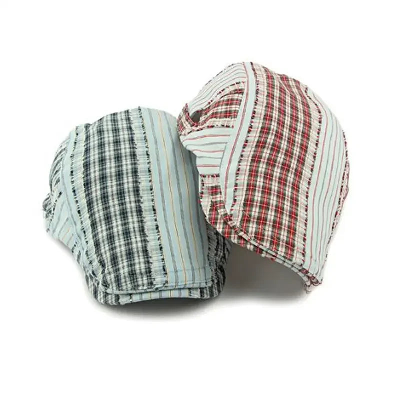 Twin Cities Tartan Striped Cotton Flat Cap