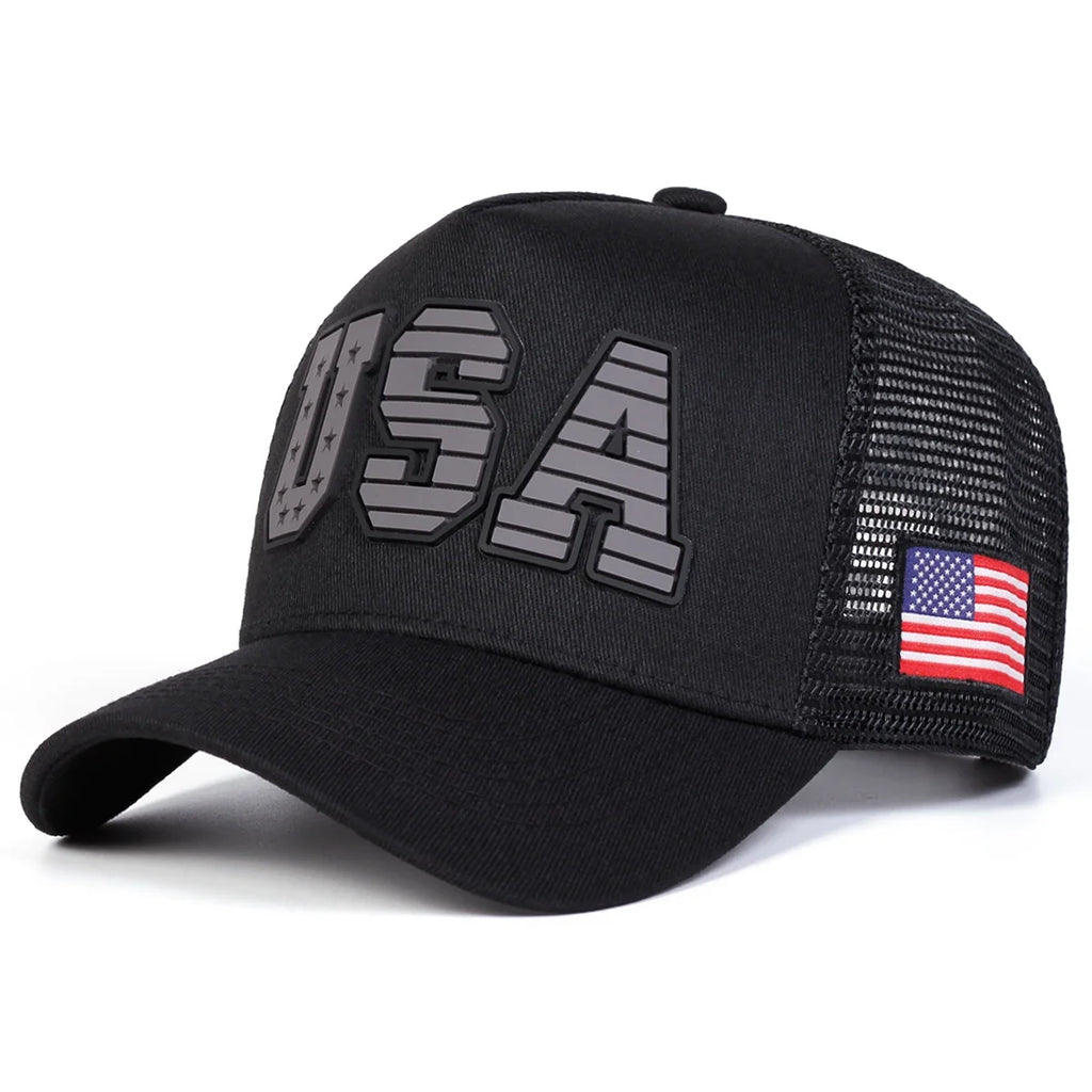 USA Flag Embroidered Trucker Cap