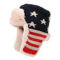 USA Flag Winter Knitted Fur Bomber Hat
