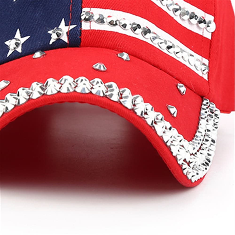 USA Flag Studded Baseball Cap
