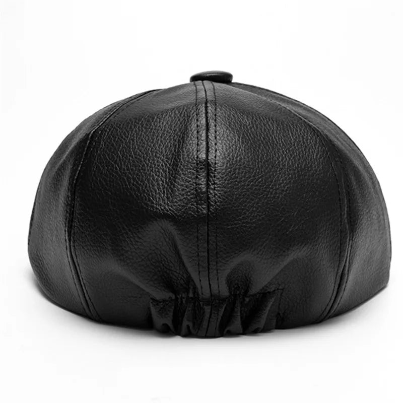 Vermillion Leather Newsboy Cap