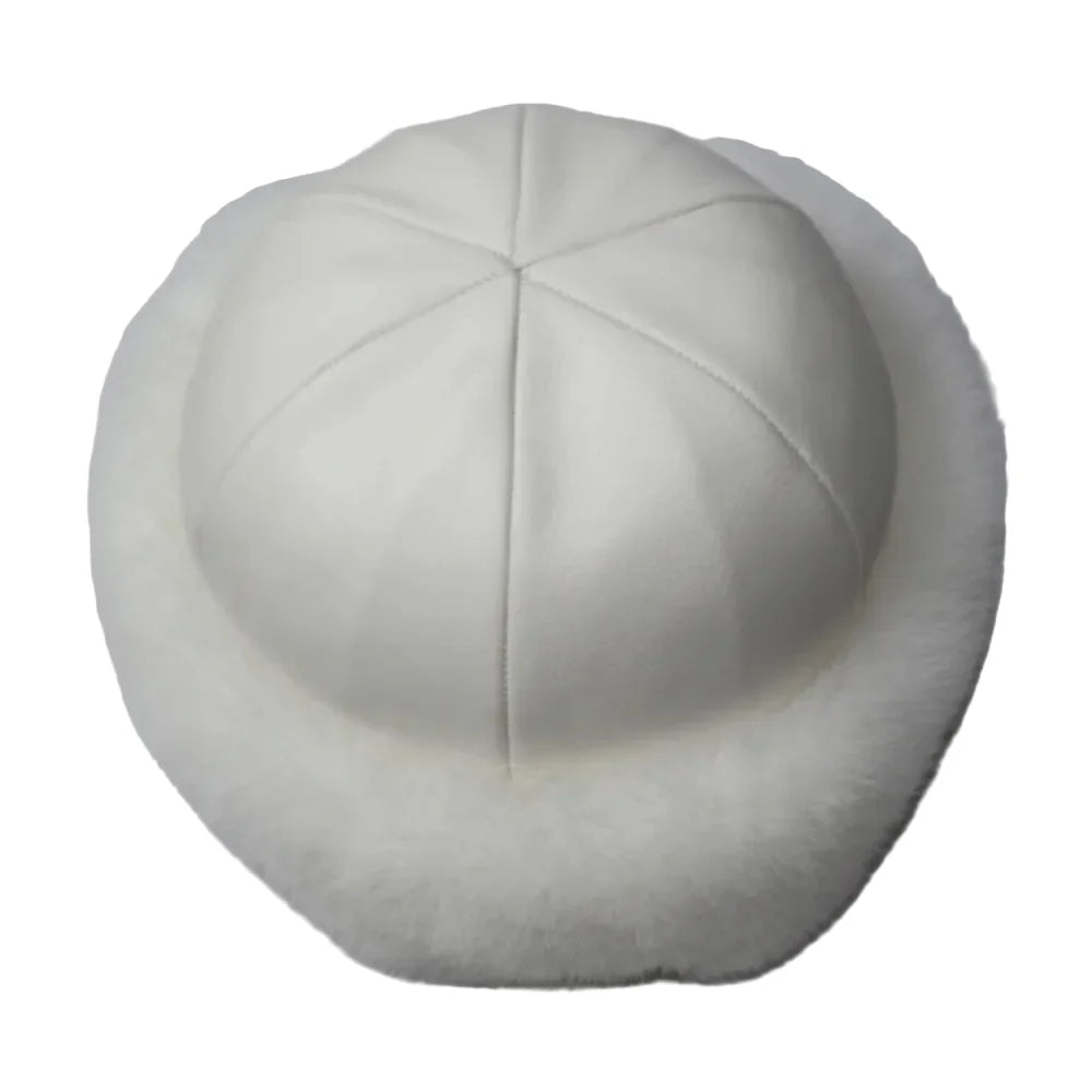 Vermont Winter Natural Rabbit Fur Genuine Leather Docker Cap