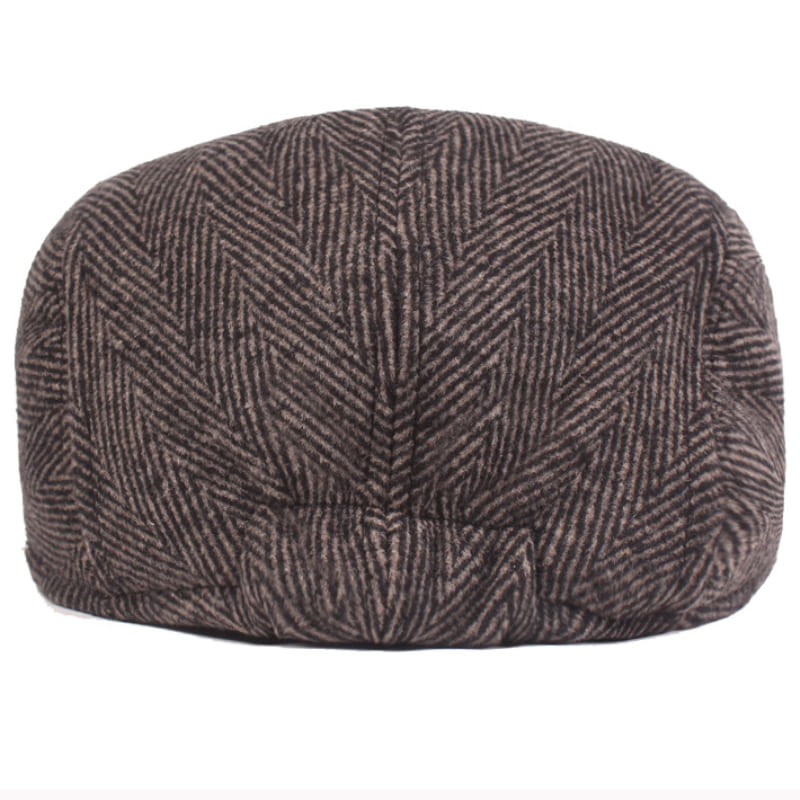 Vintage Herringbone Cotton Flat Cap