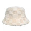 Vintage Plaid Fur Bucket Hat
