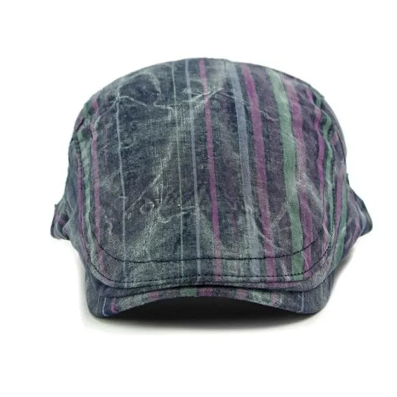 Waterford Distressed Striped Flat Cap