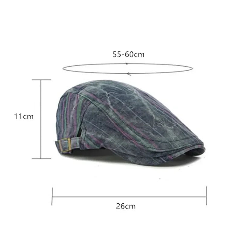 Waterford Distressed Striped Flat Cap