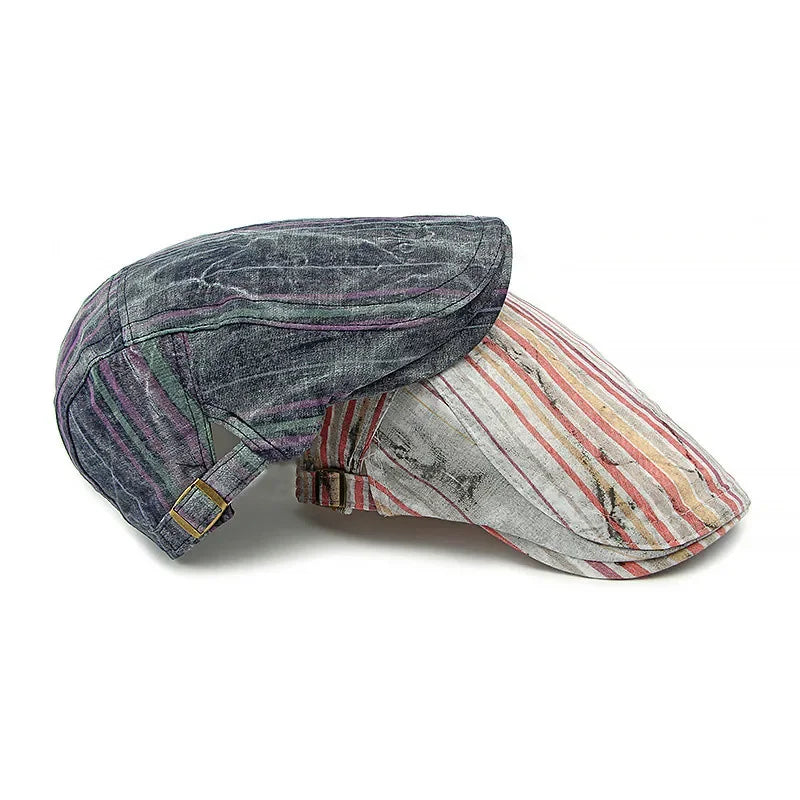 Waterford Distressed Striped Flat Cap
